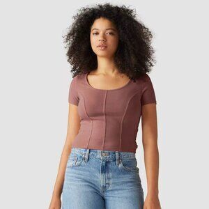 Women's NWT Levi's Short Sleeve Cropped Mars Corset T-Shirt Size Large‎